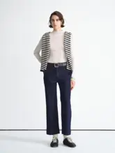 高ウエストストレートデニムパンツ【万能・スリムフィット】