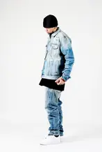 オーバーサイズデザインのヴィンテージ風デニムジャケット【ウォッシュ加工・男性用・カジュアル】