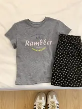 アメリカンリトロプリントのコットンTシャツ【女性用・ゆったりシルエット・カジュアル・短袖】