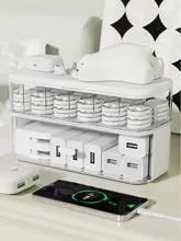 二層データケーブル収納ボックス【充電器・テーブル用・整理整頓】
