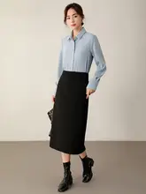 春秋用 レディース ブルーシャツ【通勤・面接対応・職業用・スカート付き】（セットアップ対応）