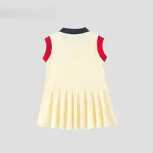 ワンピース キッズ ガールズ ポロ襟 プリーツ ミモレ丈 きれいめ 学院風 夏