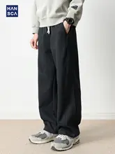 スウェットパンツ メンズ パッチワーク ドローストリング ストレート ドレープ ルーズ アメリカンスタイル スポーツ カジュアル 秋 「hansca」