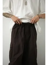 カーゴパンツ ユニセックス 機能性 カーキ ワイド アウトドア カジュアル ストリート 着回し 「LH store」