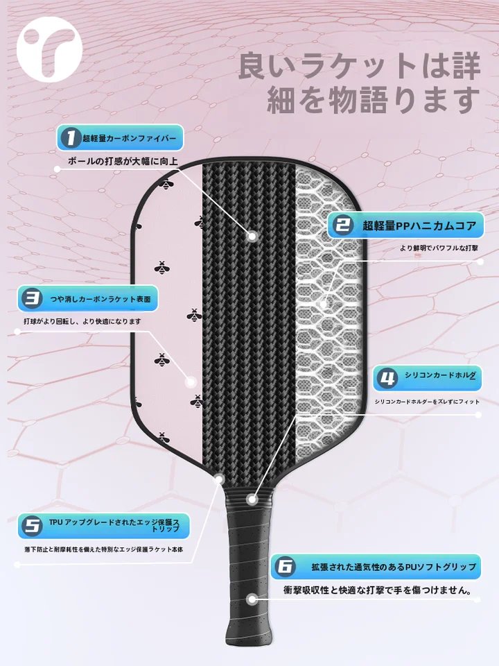 ピックルボール ラケット カーボンファイバー プロフェッショナル ボード