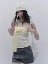 ビーチスタイルのバンド付きノースリーブTシャツ【ショート丈・感のあるデザイン】
