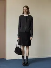 Fresh Moi メリノウールハイエラスティックフィットクルーネックカーディガン【立体編み・女性用】
