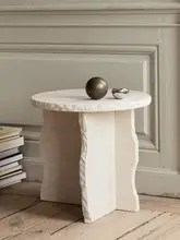 北欧風 手作りの石製サイドテーブル【侘び寂びスタイル・リビング用・コーヒーテーブル】