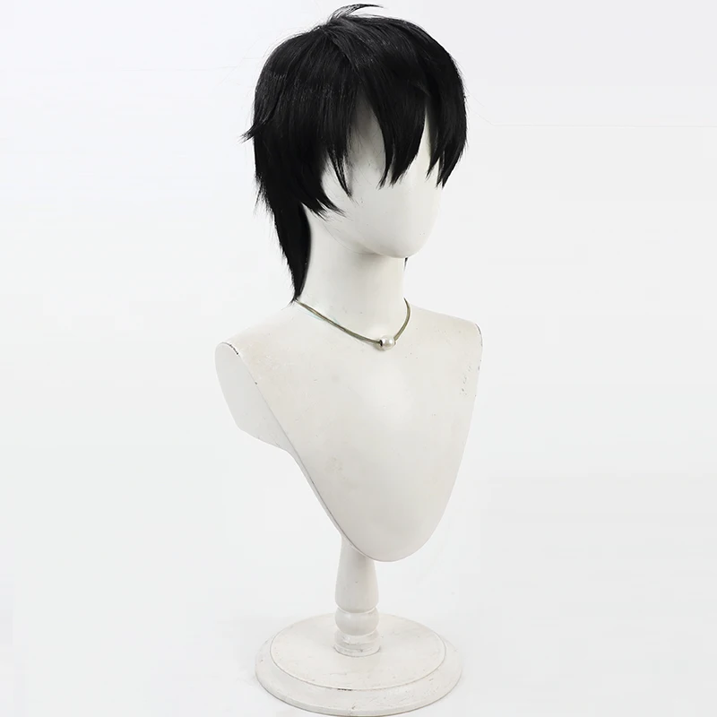 コスプレ用ブラックショートウィッグ：ヒロアカキャラに最適な男性モデルの日常使いスタイル