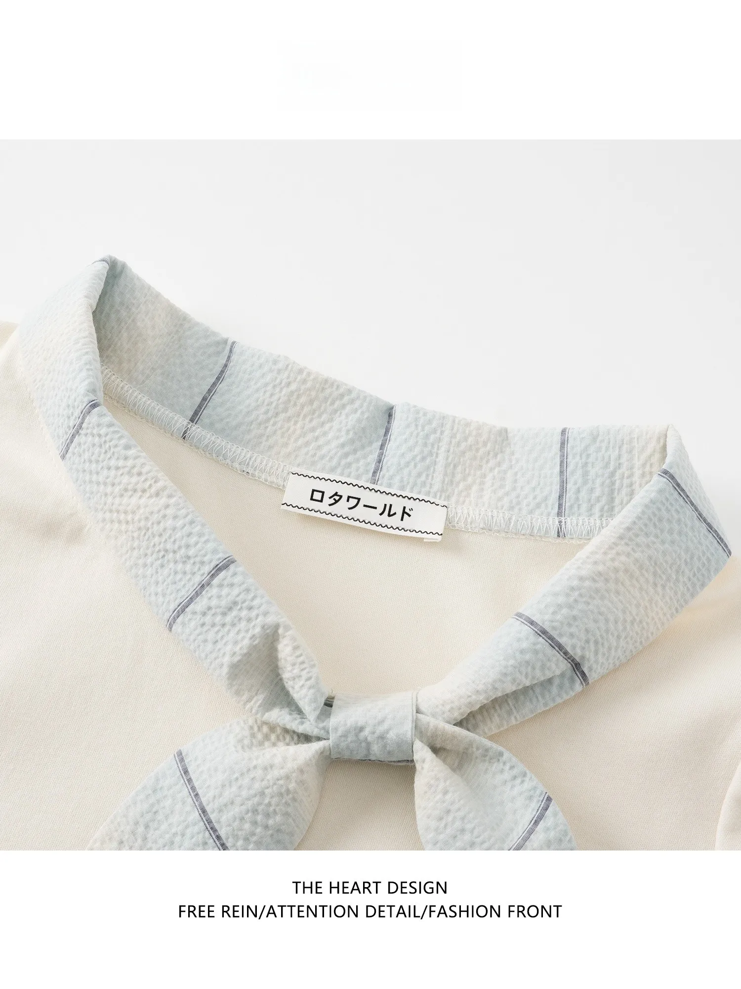 斜め襟の手ぬぐいシャツ：バインディングデザインとフリルが特徴の女性用夏用Tシャツ