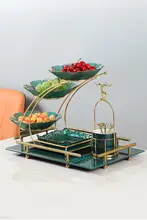 おしゃれなガラス製フルーツ皿【多層・リビング用・お菓子やドライフルーツ用】（セットアップ対応）