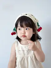 可愛い子供用チュニック型バンダナ【チェリー柄・フランス風・女の子用・ヘアアクセサリー・撮影小道具】