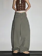 ゆったりシルエットのカーゴ風ワイドデニムパンツ【軍用スタイル・大口ポケット】