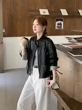 黒のライダースジャケット【スタンドカラー・女性用・ショート丈・秋用】