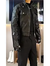 機能的なデザイン！ハードコアライダースジャケット【金属装飾・スリムフィット・秋春用】