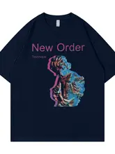 New Order バンドのレトロアメリカンスタイル Tシャツ【オーバーサイズ・ラウンドネック・ブラック】