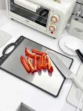 抗菌防霉 ステンレス製 ダブルサイドまな板【家庭用・キッチン用・麦わら素材】