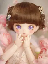 BJDドール用仿マーモセット金色と茶色のシニヨン風ウィッグ（セットアップ対応）