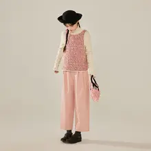 感のあるピンクのダイヤモンド模様パンツ【レディース・カジュアル・快適】