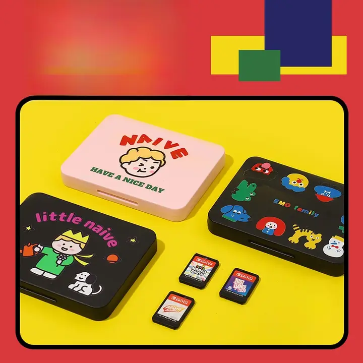 和風猫デザインのゲームカードケース【ピンク・スイッチ用・磁気吸着・１６カード収納】