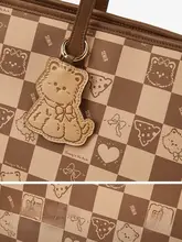 大容量トートバッグ【犬のチェッカーボードプリント・通勤・カジュアル】