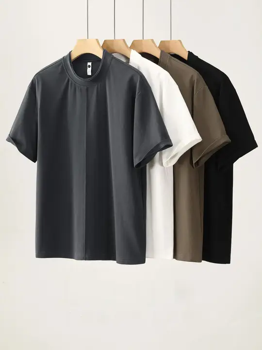 Tシャツ メンズ 半袖 切り替えデザイン 重ね襟 フェイクレイヤード シンプル 立体的なシルエット トップス