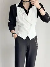 白色スーツベスト【ウエストシェイプ・高級感・ユニセックス・カジュアル】（セットアップ対応）