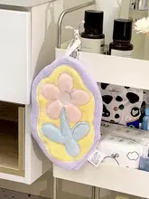 花柄 吊り下げ式ハンドタオル【コーラルフリース・高級感・キッズ向け】