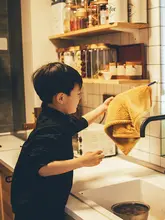 厚手の吸水コーラルフリースハンドタオル【フック式・浴室・キッチン・子供用】