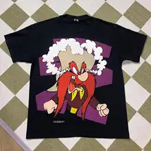 カジュアルなアニメプリント半袖コットンTシャツ【ヴィンテージスタイル・ユニークデザイン】