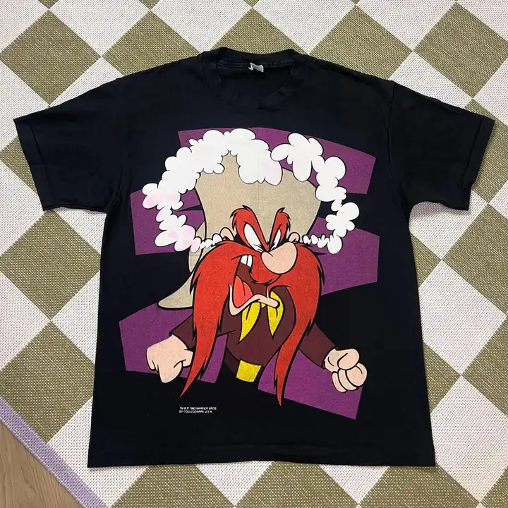 カジュアルなアニメプリント半袖コットンTシャツ【ヴィンテージスタイル・ユニークデザイン】