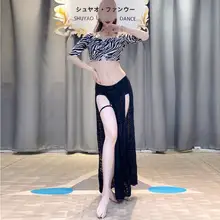 セクシーなレッグバンド付き フランス風バレエ練習着【ダンス用・演出服・グループ衣装】（セットアップ対応）