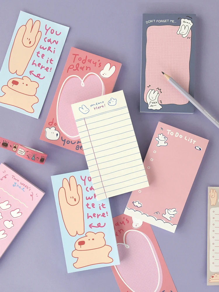 可愛いデザインのロングメモ帳 MEMO PAD：学生・オフィスで実用性を高める小清新タイプ