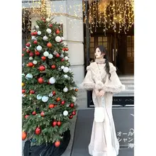 厚手保温のエコファーショートケープ【ファー付きチョーカー付き】