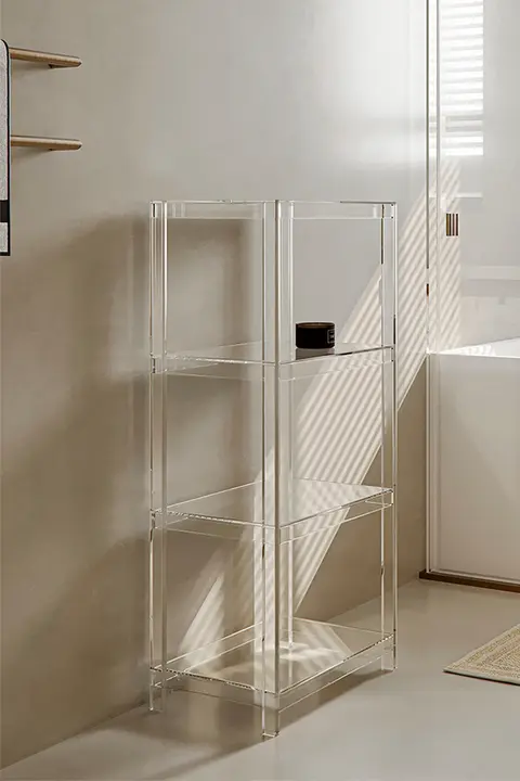浴室用アクリル製展示ラック【透明・防水・スタイリッシュ】