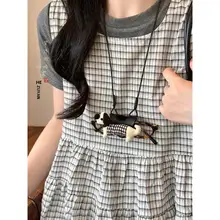 犬モチーフ眼鏡クリップ付きロングネックレス【ファッションアクセサリー・かけひも・カジュアル】
