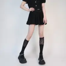ソックス レディース フェイクニーハイ ルーズソックス レースパッチワーク Y2K 甘辛MIX