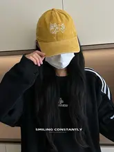 刺繍入りカートゥーンキャットの野球帽【春用・女性用・カジュアルデザイン】