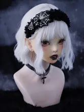 スカルとクモの巣モチーフのヘアバンド【ハンドメイド・ベル付き・アンダーグラウンドスタイル】