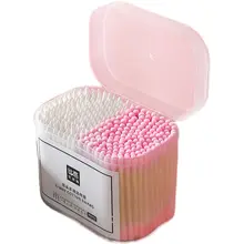 使い捨て両頭綿棒【陶器収納ケース付き・家庭用・衛生的】