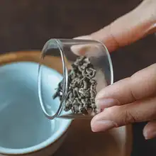 ミニ茶葉缶 旅行 家庭用 ガラス 竹製のふた