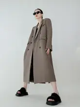 BYLU レトロチェック柄ロングジャケット【女性用・ルーズフィット・厚手】