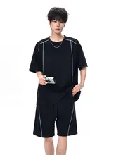 セットアップ 2点セット ユニセックス 半袖Tシャツ ハーフパンツ カジュアル ルーズ 着回し スポーツ 夏