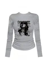 トレンド感溢れる高街風ロングスリーブTシャツ【スリムフィット・アメリカンスタイル・女性用】