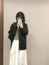 ロマンチックなフランス風不規則刺繍レースフリル付きゴムウエスト春秋用ロングスカート（セットアップ対応）