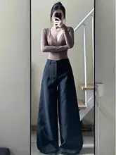長身向け 黒色スーツパンツ【ゆったりとしたデザイン・幅広シルエット】（セットアップ対応）