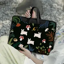 かわいいキノコとウサギデザインのノートパソコンケース【女性用・手提げ対応・Apple MacBook Pro/Airに適合】