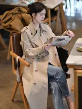 カーキ色のトレンチコート【春秋用・ハイエンドデザイン・小柄向け・エレガントスタイル】