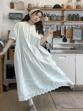 レディース 大きいサイズのレース切替ふんわりワンピース【夏用・優しいデザイン・ロング丈】（セットアップ対応）