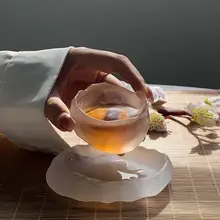 ガラス製マット仕上げの個人用カップ【透明・茶具】